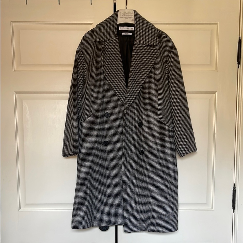 Mango Houndstooth Double-Breasted Coat